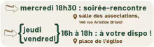 mise en forme des informations sur les 3 occasions de discuter avec des membres de la liste